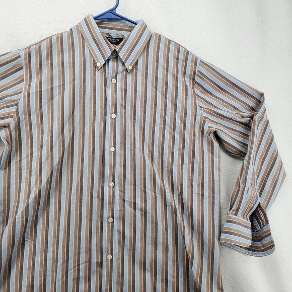 DOCKERS Shirt Men's Long Sleeve Casual Button Up Striped Easy Care Brown Large - Picture 5 of 12